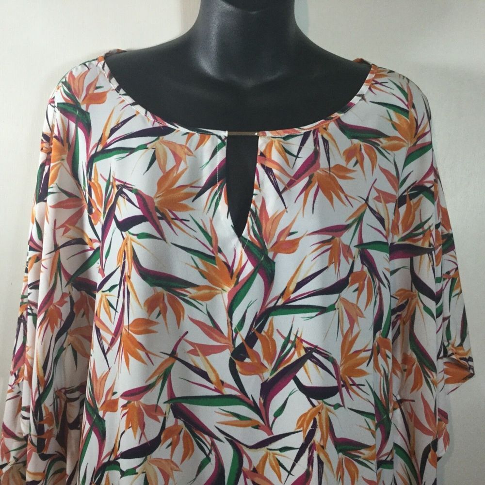 NWT Woman's‎ Jaclyn Smith Top Blouse Hibiscus Floral size 1X 2X  New